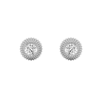 Round Shaped Lab Grown Diamond Vintage Inspired Stud Earrings in 14K Gold