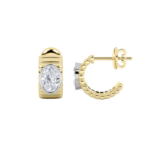 2Cttw Oval Shaped Lab Grown Diamond (F/VS) FashionEarrings in 14K Gold