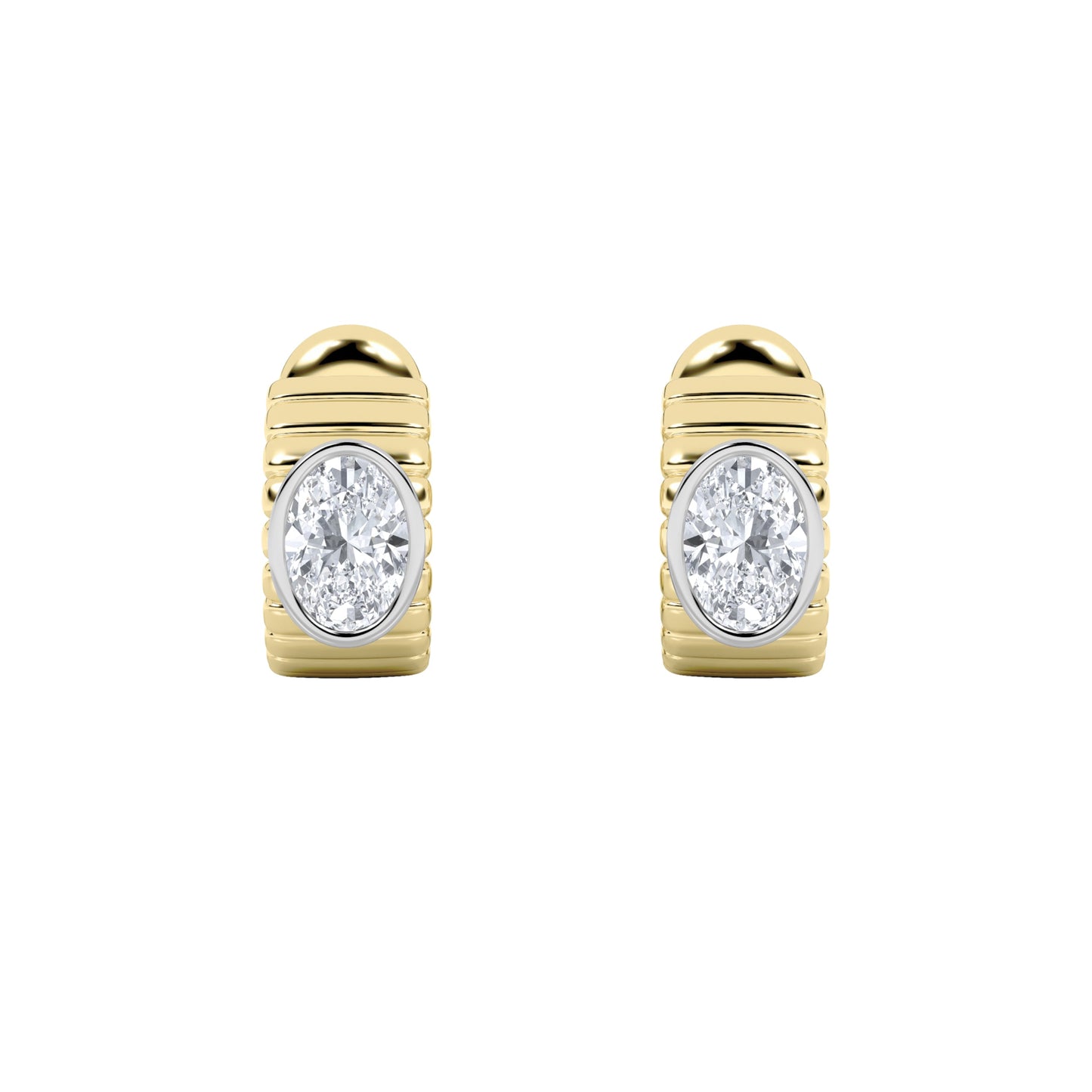 2Cttw Oval Shaped Lab Grown Diamond (F/VS) FashionEarrings in 14K Gold