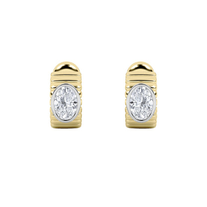 2Cttw Oval Shaped Lab Grown Diamond (F/VS) FashionEarrings in 14K Gold