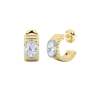 2Cttw Oval Shaped Lab Grown Diamond (F/VS) FashionEarrings in 14K Gold