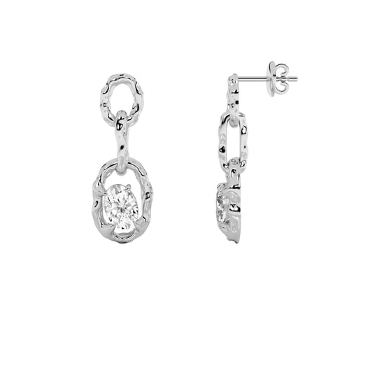 2Cttw Oval Shaped Lab Grown Diamond (G/VS) Earrings in 14K Gold