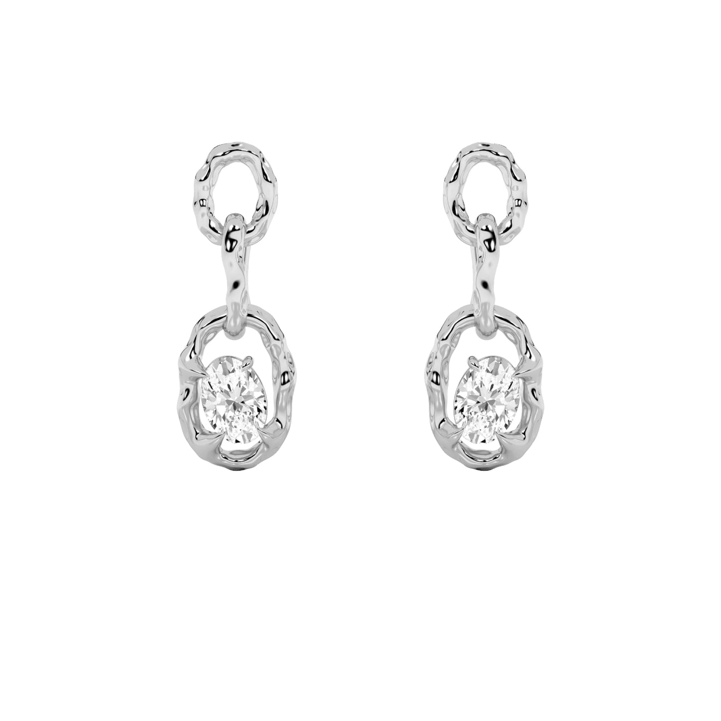 2Cttw Oval Shaped Lab Grown Diamond (G/VS) Earrings in 14K Gold