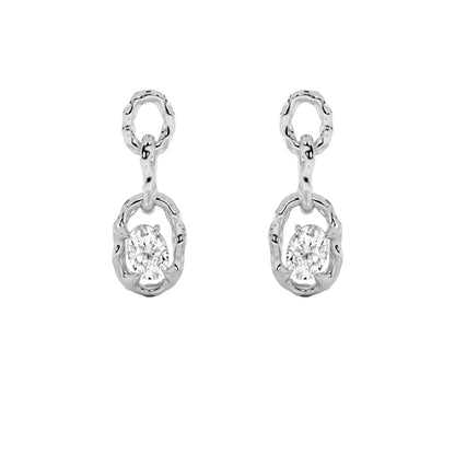 2Cttw Oval Shaped Lab Grown Diamond (G/VS) Earrings in 14K Gold