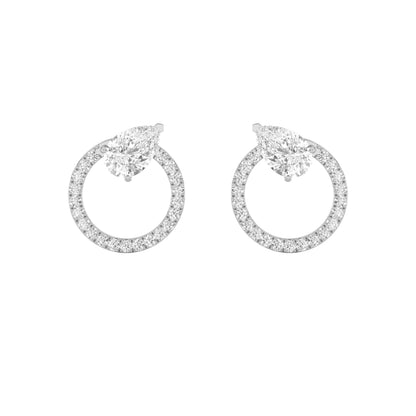 1.5Cttw Pear Shaped Lab Grown Diamond (F/VS) Dangle Fashion Earrings in 14K Gold