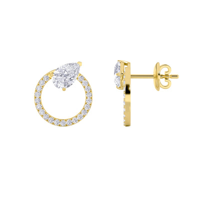 1.5Cttw Pear Shaped Lab Grown Diamond (F/VS) Dangle Fashion Earrings in 14K Gold