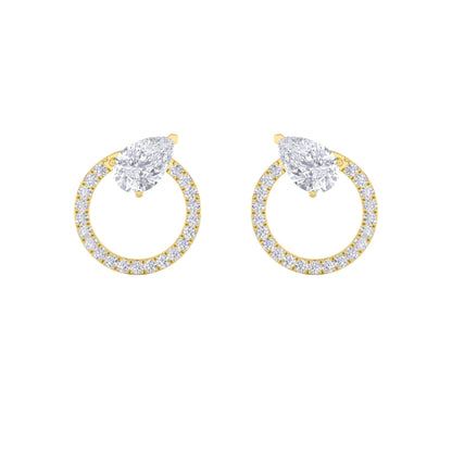 1.5Cttw Pear Shaped Lab Grown Diamond (F/VS) Dangle Fashion Earrings in 14K Gold