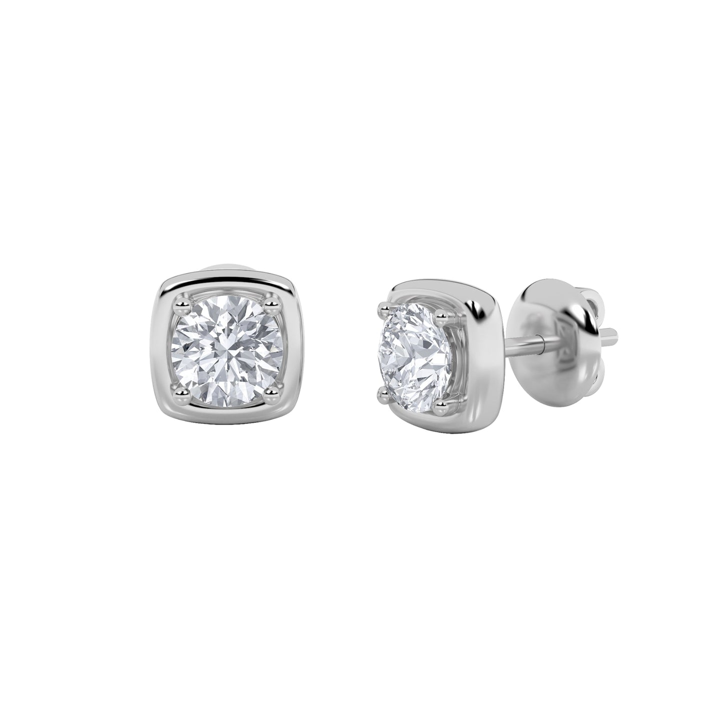 2Cttw Round Shaped Lab Grown Diamond (F/VS) Stud Earrings in 14K Gold