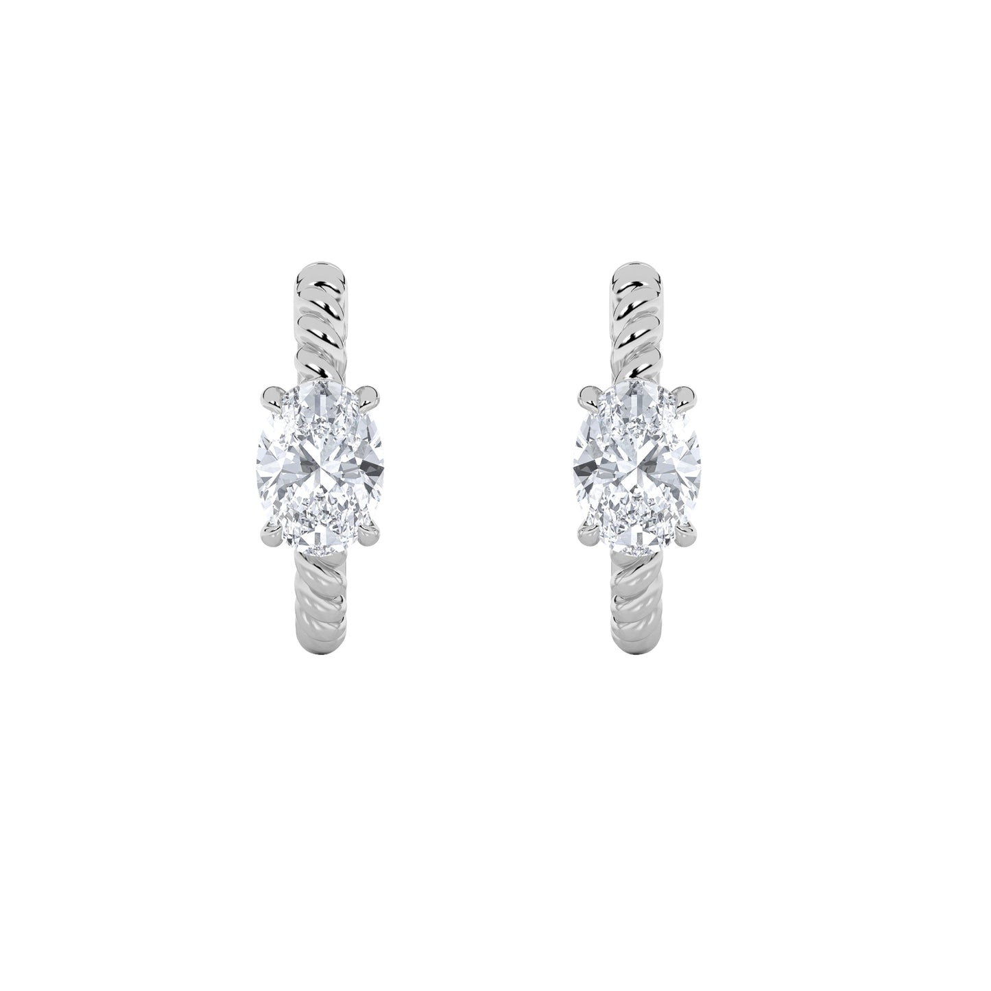 1Cttw Oval Shaped Lab Grown Diamond (F/VS) Hoop Earrings in 14K Gold
