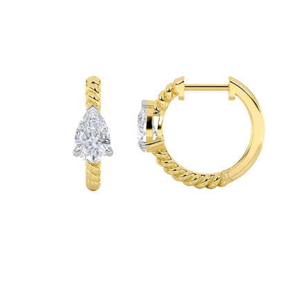 1Cttw Pear Shaped Lab Grown Diamond (F/VS) Hoop Earrings in 14K Gold
