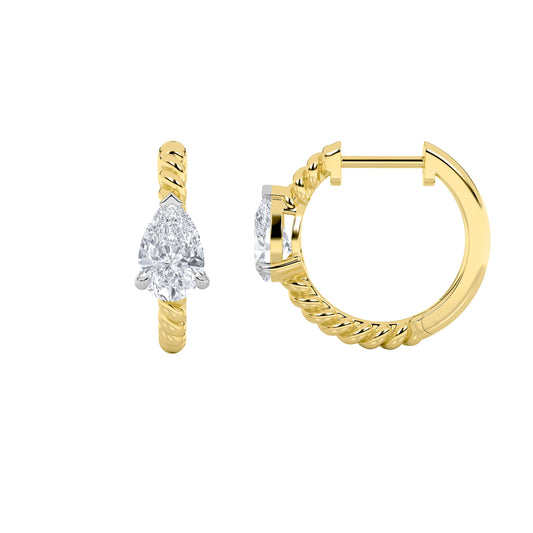 1Cttw Pear Shaped Lab Grown Diamond (F/VS) Hoop Earrings in 14K Gold