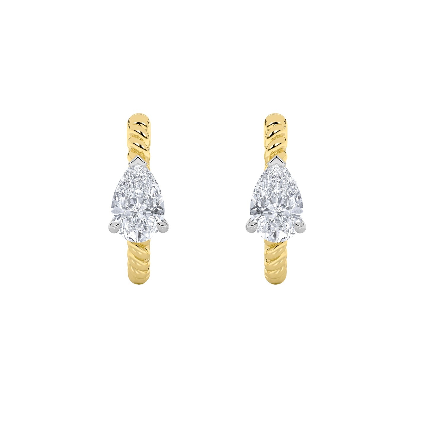 1Cttw Pear Shaped Lab Grown Diamond (F/VS) Hoop Earrings in 14K Gold
