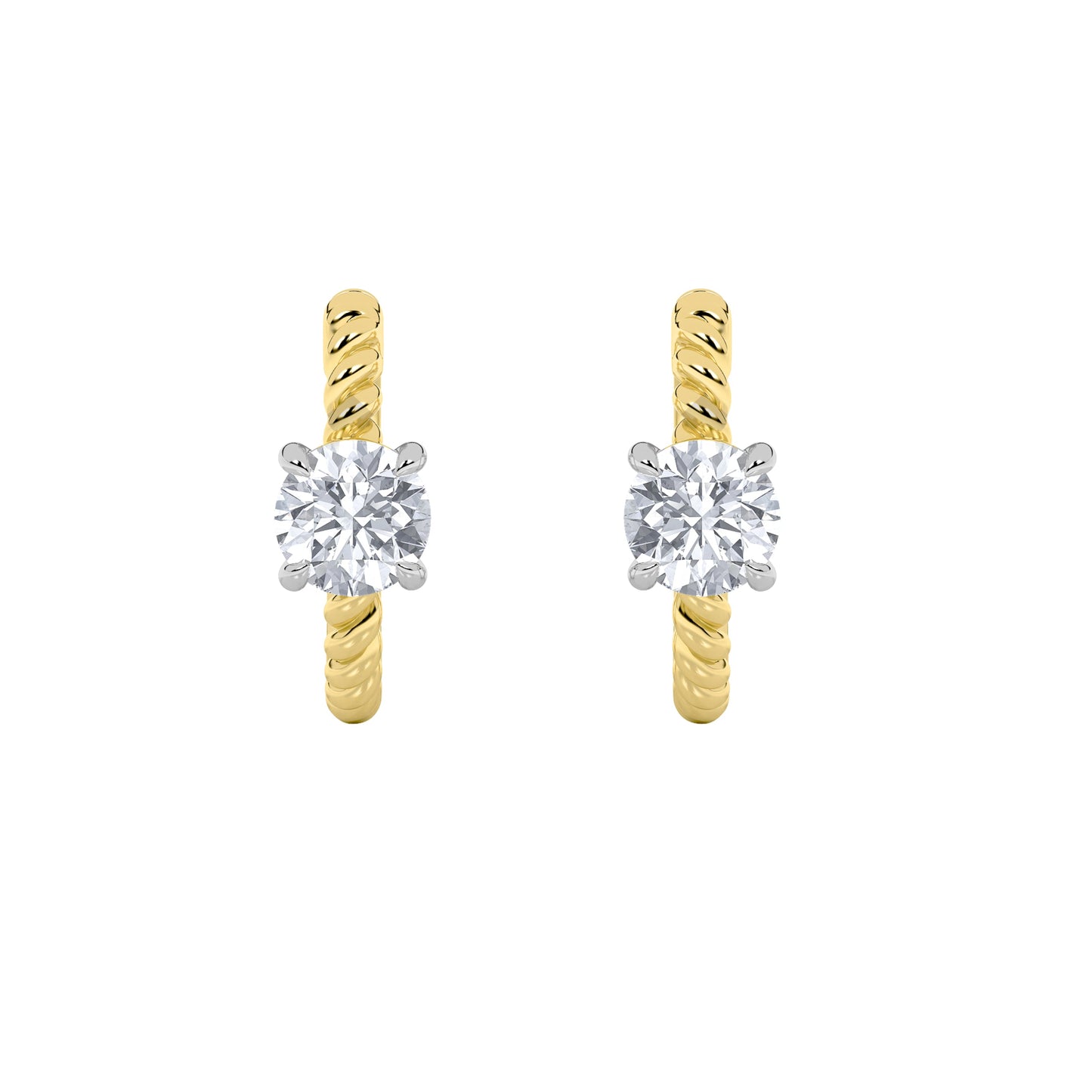 1Cttw Round Shaped Lab Grown Diamond (F/VS) Accented Hoop Earrings in 14K Gold