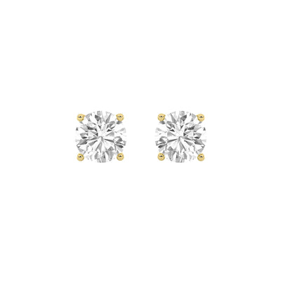 Round Shaped Lab Grown Diamond (F/VS) Stud Earrings in 14K Gold