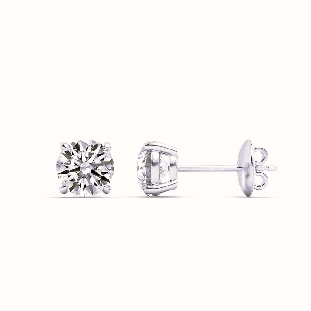 Round Shaped Lab Grown Diamond (F/VS) Stud Earrings in 14K Gold