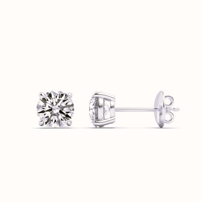 Round Shaped Lab Grown Diamond (F/VS) Stud Earrings in 14K Gold