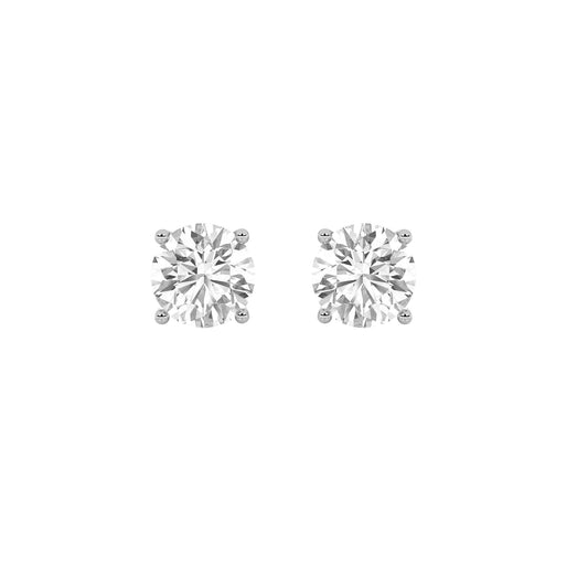 Round Shaped Lab Grown Diamond Stud Earrings in 14K Gold