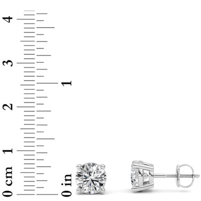 Round Shaped Lab Grown Diamond Stud Earrings in 14K Gold