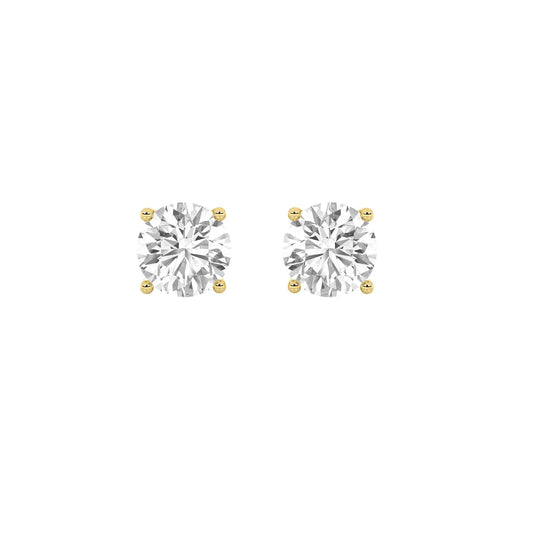 Round Shaped Lab Grown Diamond Stud Earrings in 14K Gold