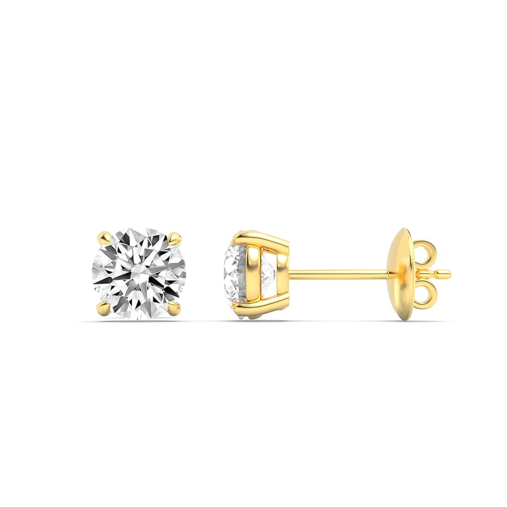 Round Shaped Lab Grown Diamond Stud Earrings in 14K Gold