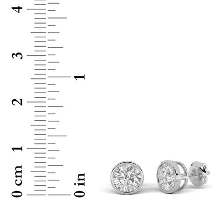 4Cttw Round Shaped Lab Grown Diamond (F/VS) Stud Earrings in 14K Gold