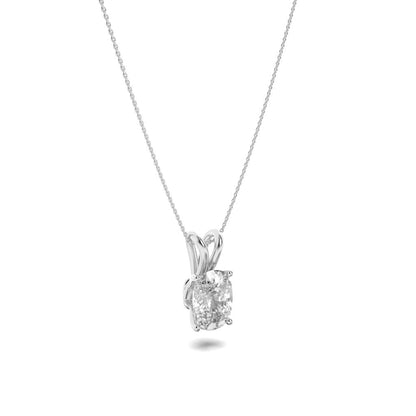 1.0-2.0ct Elongated Cushion Shaped Lab Grown Diamond (F/VS) Split Bale Solitaire Pendant in 14K White Gold