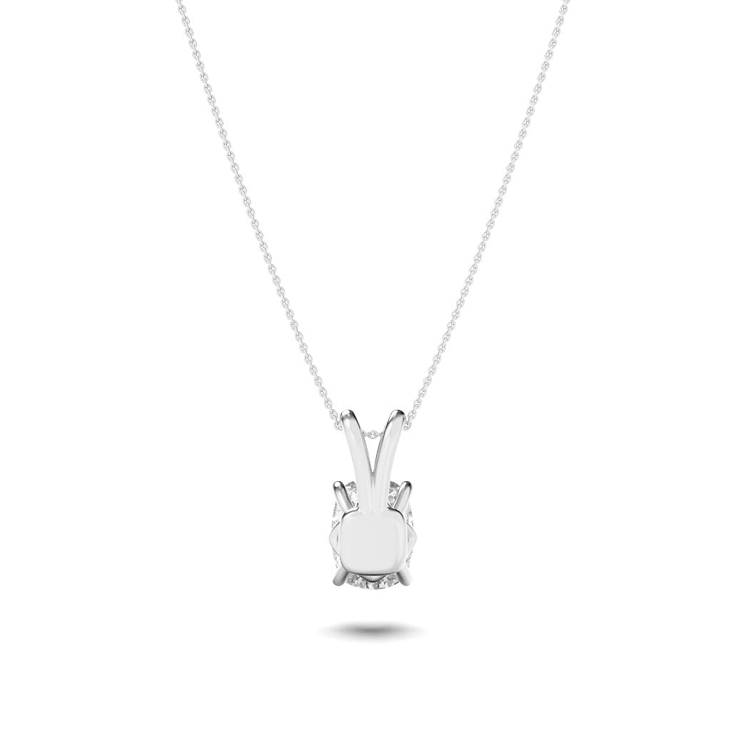 1.0-2.0ct Elongated Cushion Shaped Lab Grown Diamond (F/VS) Split Bale Solitaire Pendant in 14K White Gold