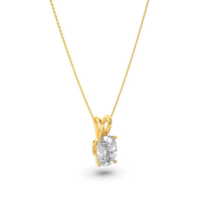 1.0ct Elongated Cushion Shaped Lab Grown Diamond (F/VS) Split Bale Solitaire Pendant in 14K Yellow Gold