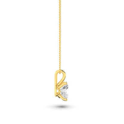1.0ct Elongated Cushion Shaped Lab Grown Diamond (F/VS) Split Bale Solitaire Pendant in 14K Yellow Gold