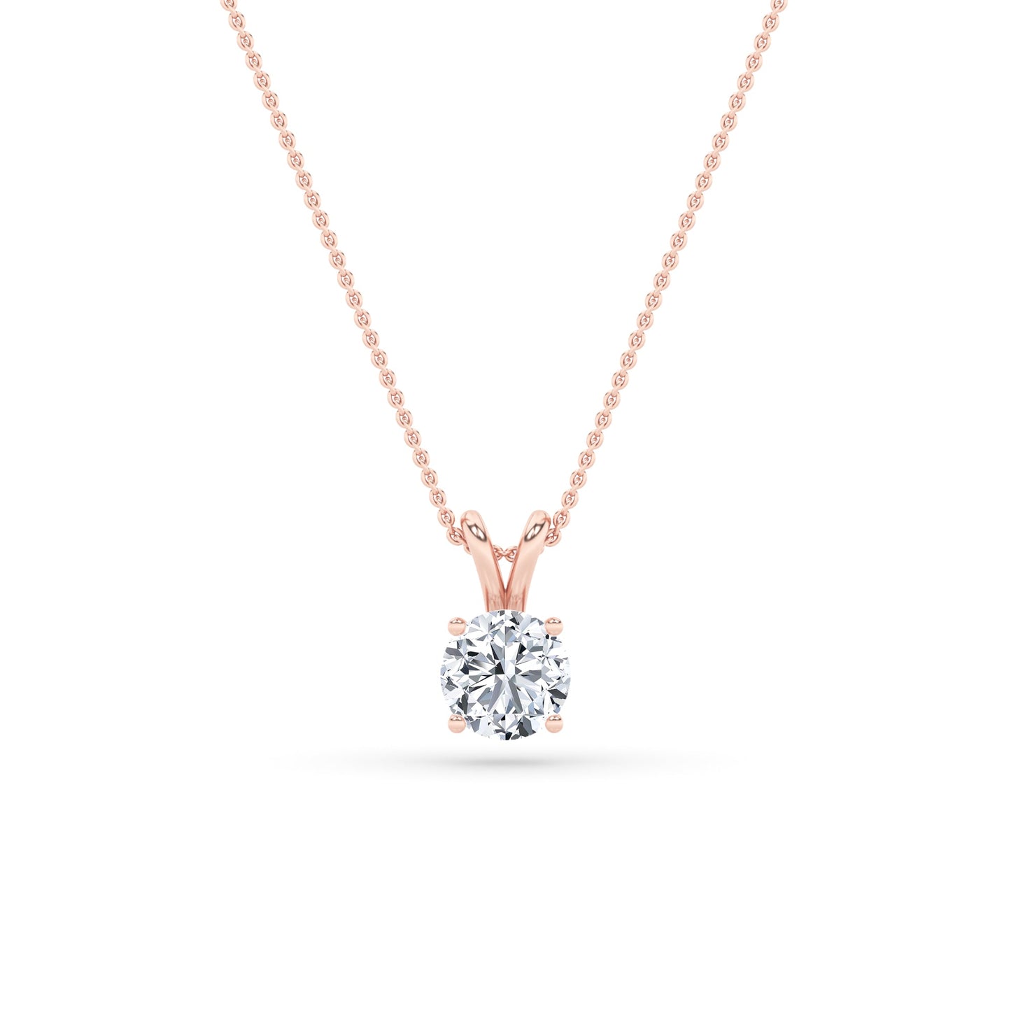 1.0ct Round Shaped Lab Grown Diamond (F/VS) Split Bale Solitaire Pendant in 14K Rose Gold