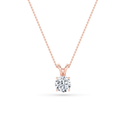 1.0ct Round Shaped Lab Grown Diamond (F/VS) Split Bale Solitaire Pendant in 14K Rose Gold