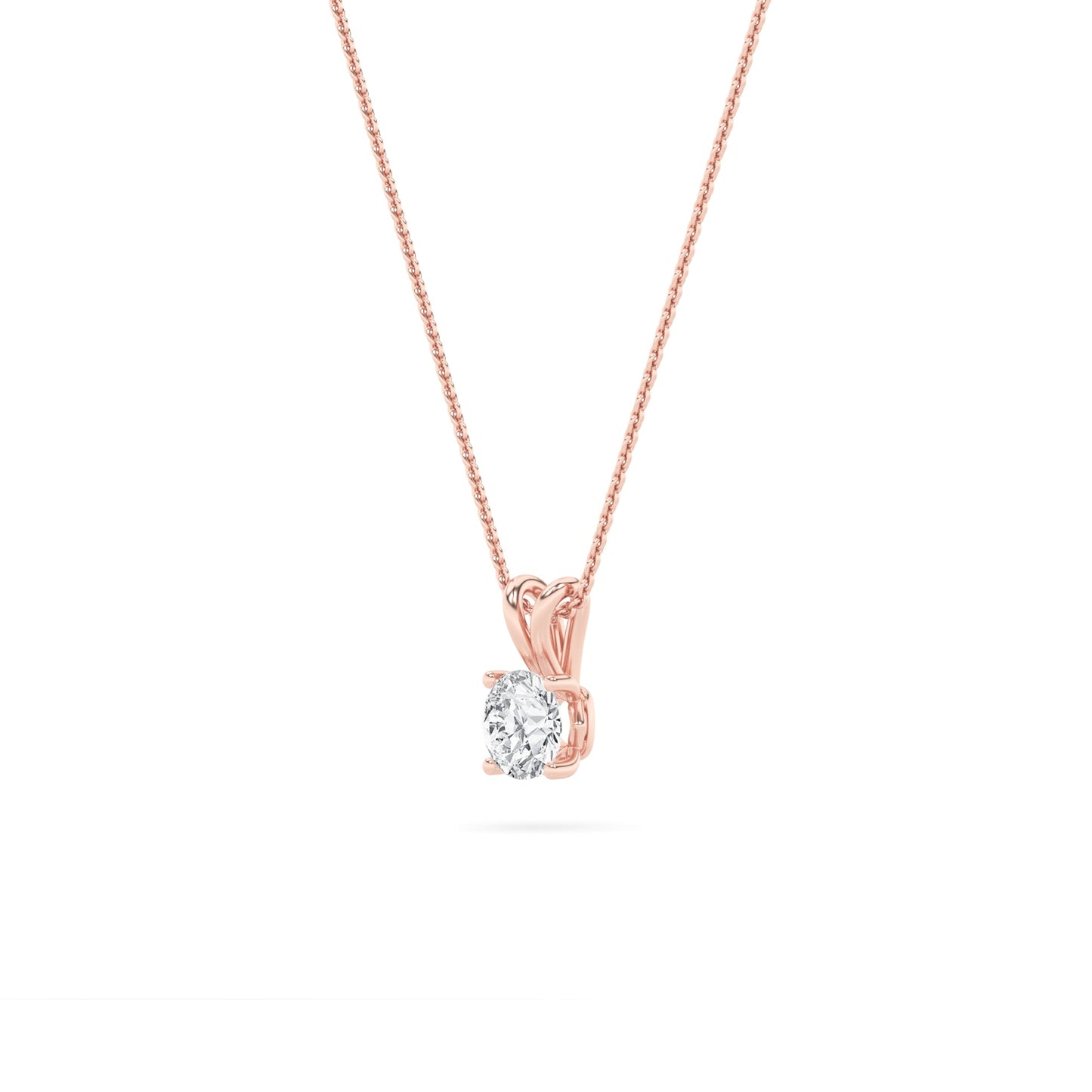1.0ct Round Shaped Lab Grown Diamond (F/VS) Split Bale Solitaire Pendant in 14K Rose Gold