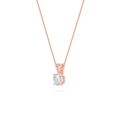 1.0ct Round Shaped Lab Grown Diamond (F/VS) Split Bale Solitaire Pendant in 14K Rose Gold