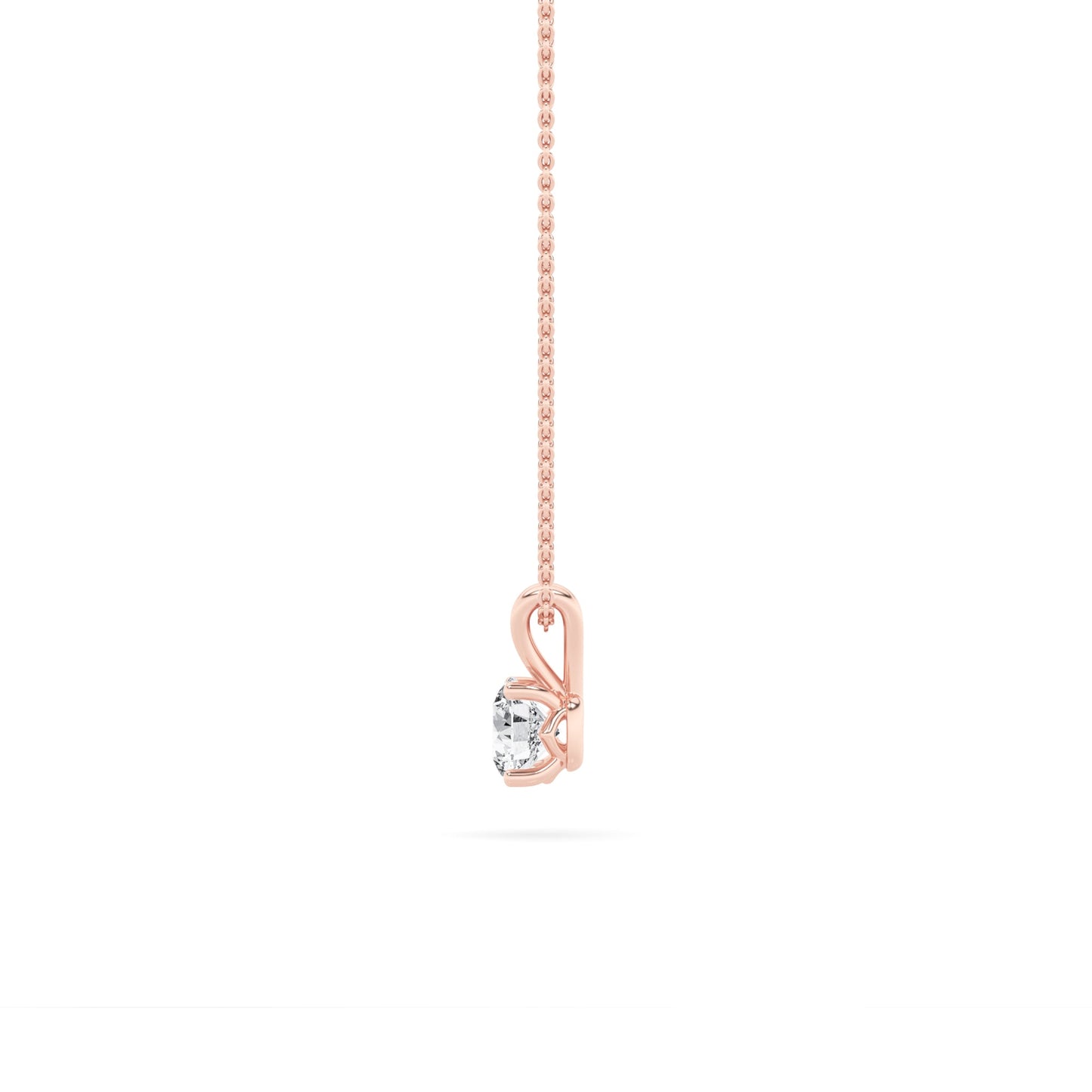 1.0ct Round Shaped Lab Grown Diamond (F/VS) Split Bale Solitaire Pendant in 14K Rose Gold
