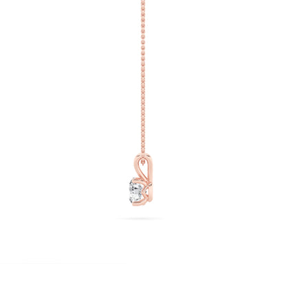 1.0ct Round Shaped Lab Grown Diamond (F/VS) Split Bale Solitaire Pendant in 14K Rose Gold