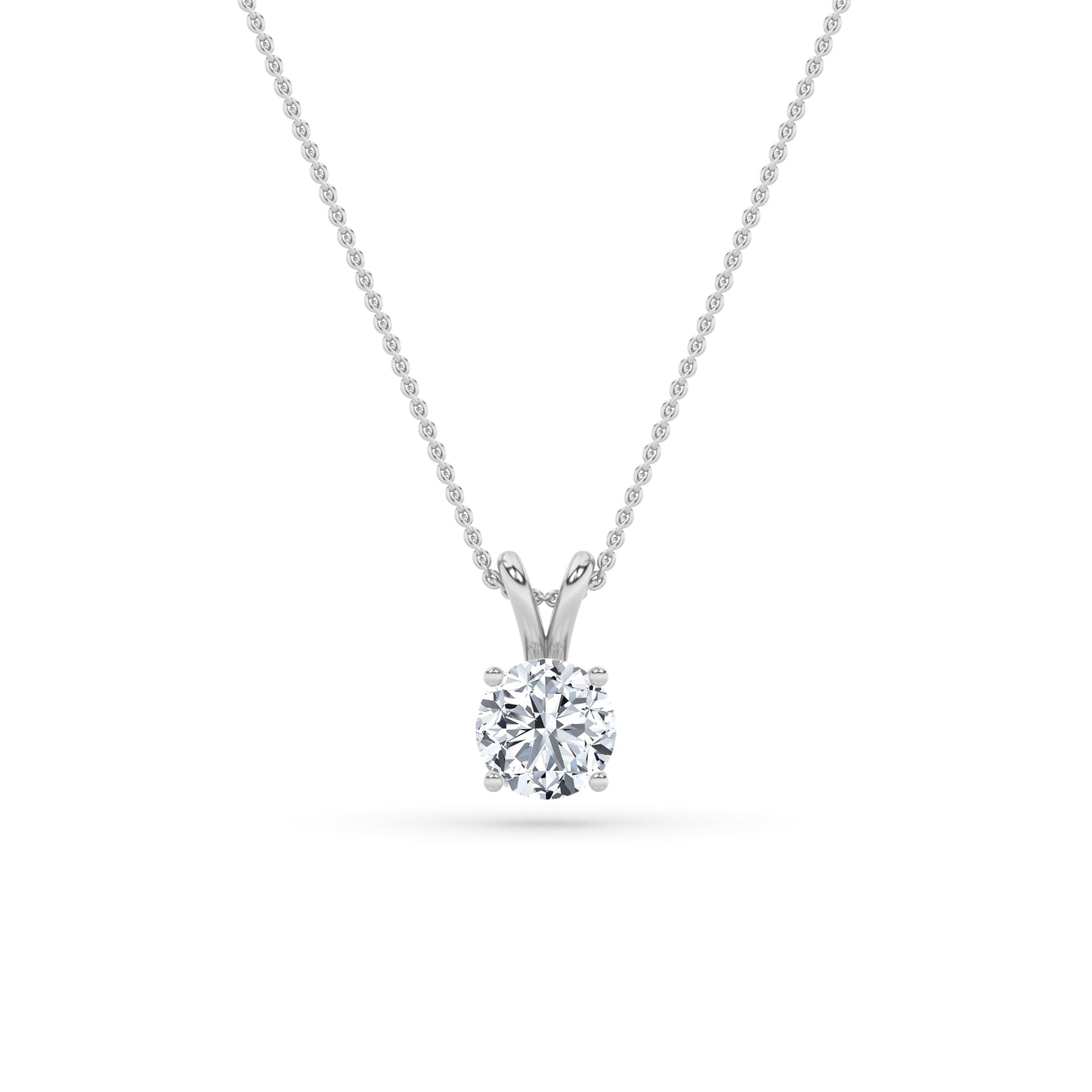 2.0ct Round Shaped Lab Grown Diamond (F/VS) Split Bale Solitaire Pendant in 14K White Gold