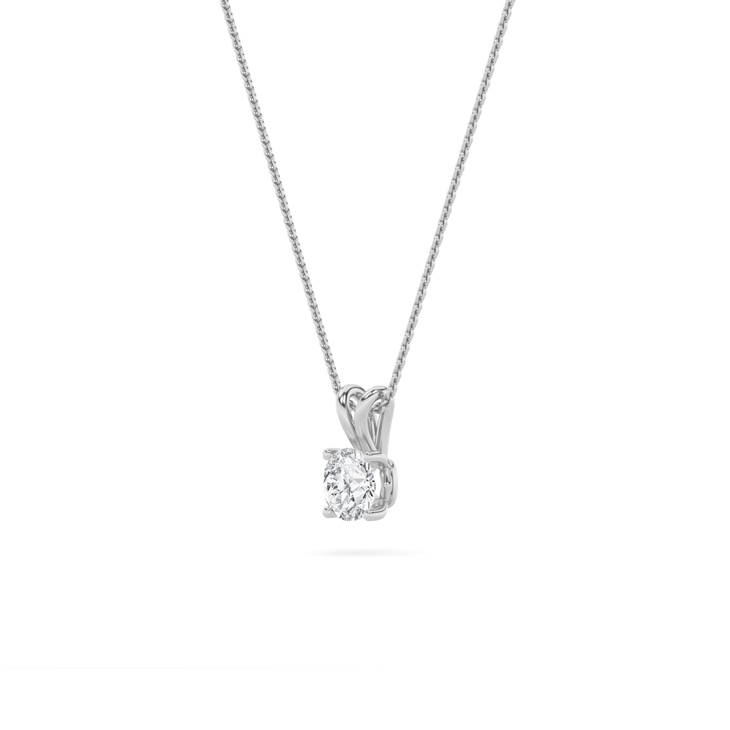 2.0ct Round Shaped Lab Grown Diamond (F/VS) Split Bale Solitaire Pendant in 14K White Gold