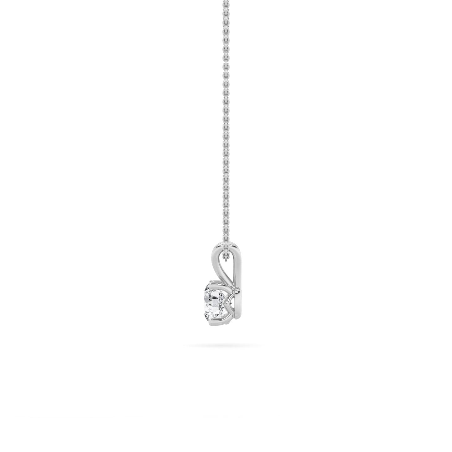 2.0ct Round Shaped Lab Grown Diamond (F/VS) Split Bale Solitaire Pendant in 14K White Gold