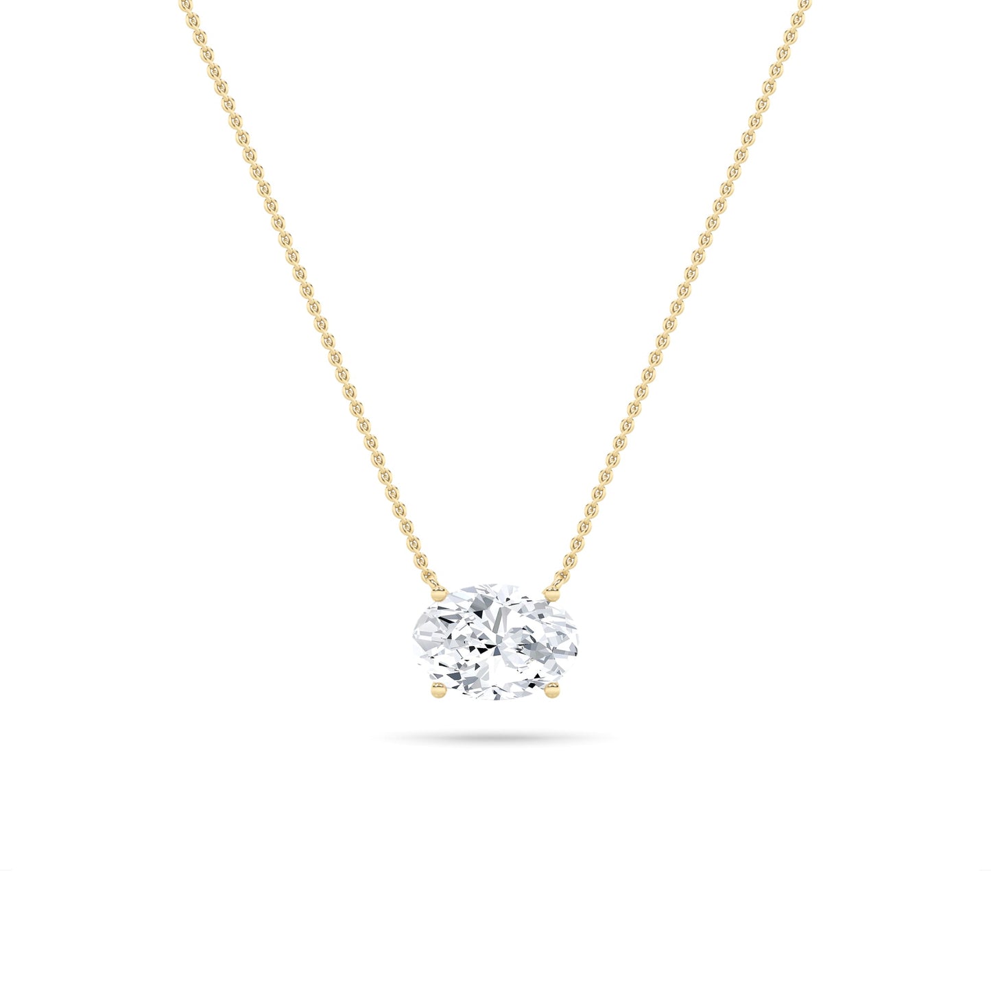 Oval F/VS Lab Grown Diamond Prong 14K Yellow Gold East West Solitaire Pendant Necklace