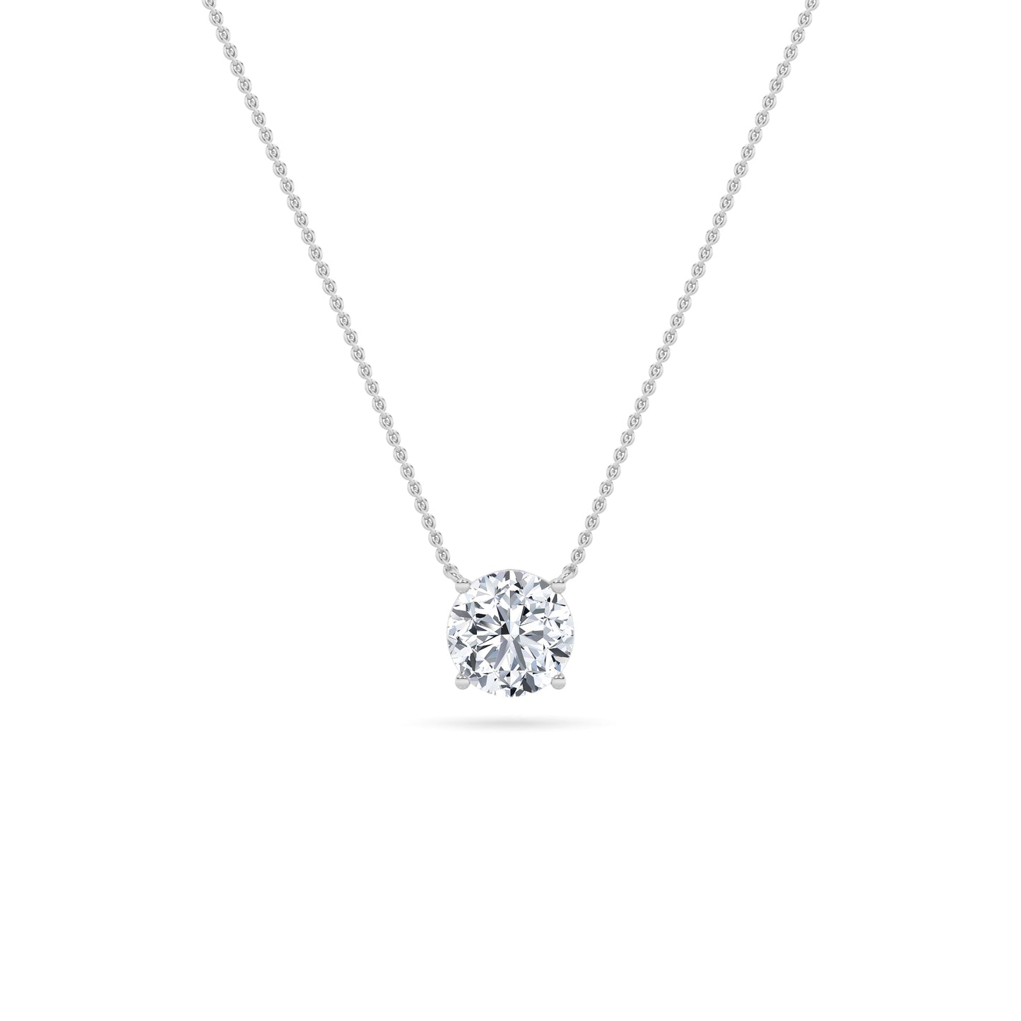 Round Lab Grown Diamond Prong 14k White Gold Solitaire Pendant Necklace