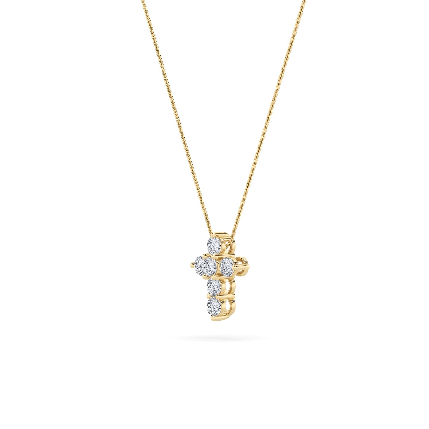 1.5ct Round Shaped Lab Grown Diamond (F/VS) Cross Pendant in 14K Yellow Gold