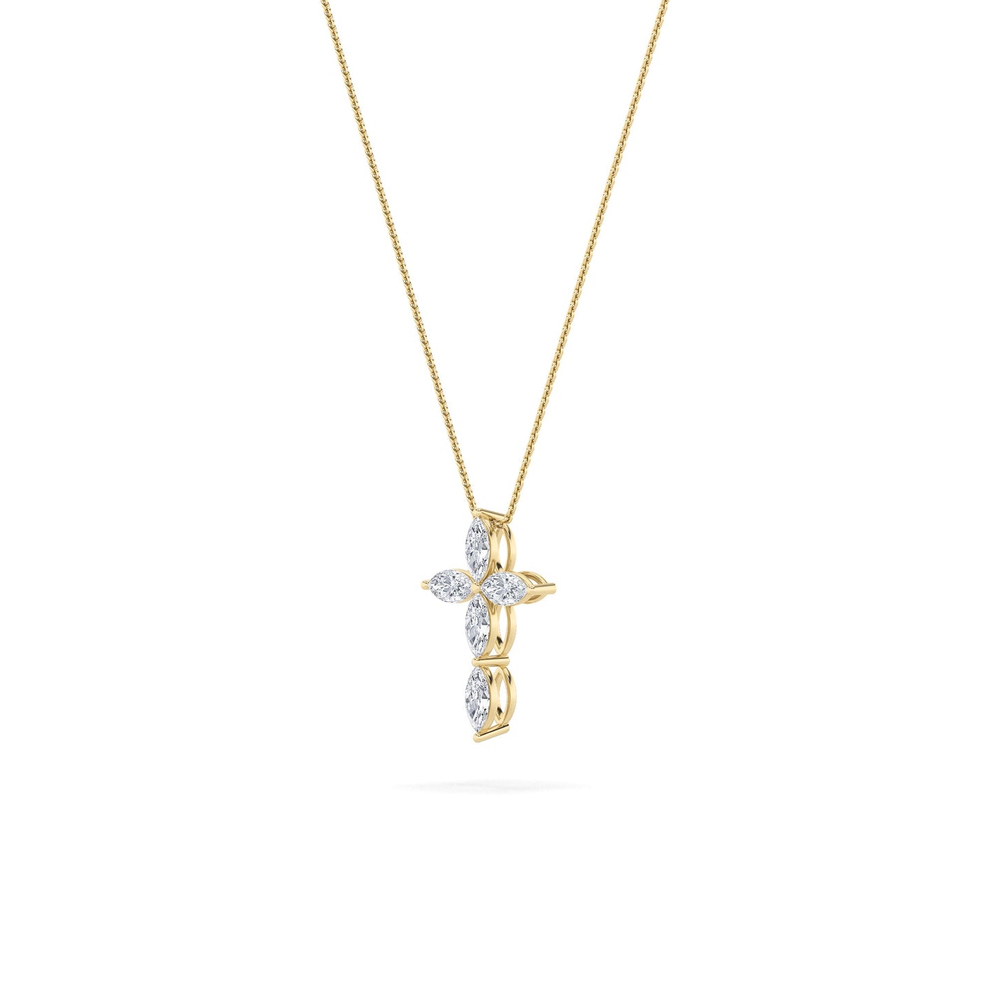 1.5ct Marquise Shaped Lab Grown Diamond (F/VS) Cross Pendant in 14K Yellow Gold
