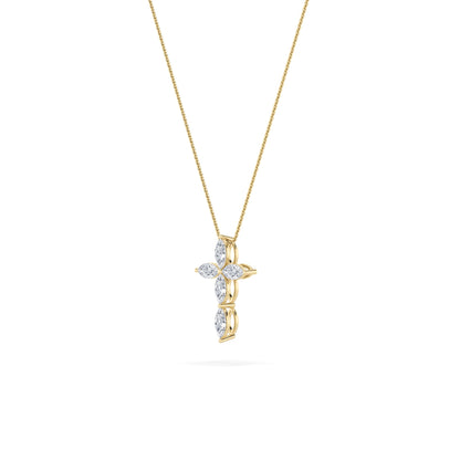 1.5ct Marquise Shaped Lab Grown Diamond (F/VS) Cross Pendant in 14K Yellow Gold