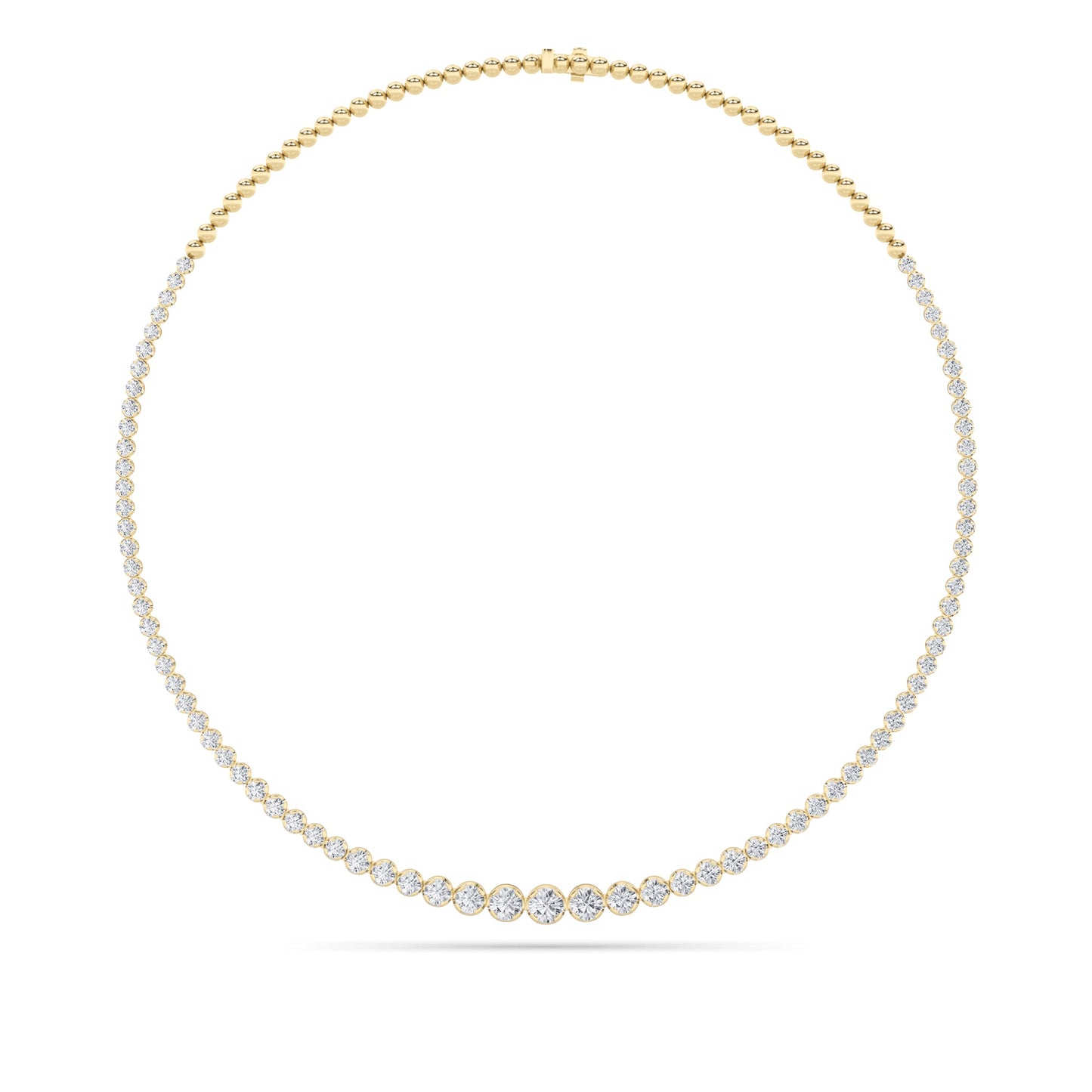 Round (F/VS) Lab Grown Diamond Prong 14K Yellow Gold Graduating Half Riviera Tennis Necklace