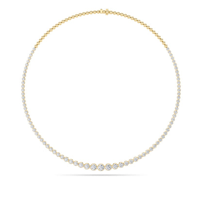 Round (F/VS) Lab Grown Diamond Prong 14K Yellow Gold Graduating Half Riviera Tennis Necklace
