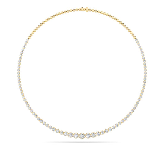 Round (F/VS) Lab Grown Diamond Prong 14K Yellow Gold Graduating Half Riviera Tennis Necklace