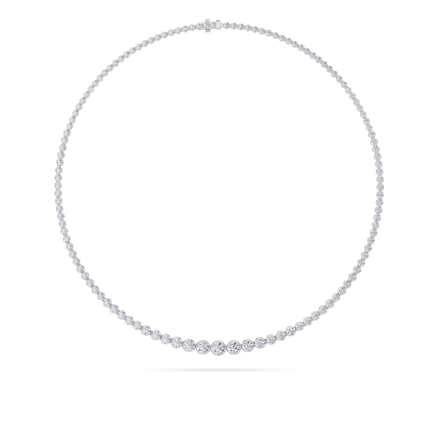 Round (F/VS) Lab Grown Diamond Prong 14K White Gold Graduating Full Riviera Tennis Necklace