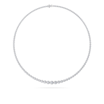 Round (F/VS) Lab Grown Diamond Prong 14K White Gold Graduating Full Riviera Tennis Necklace