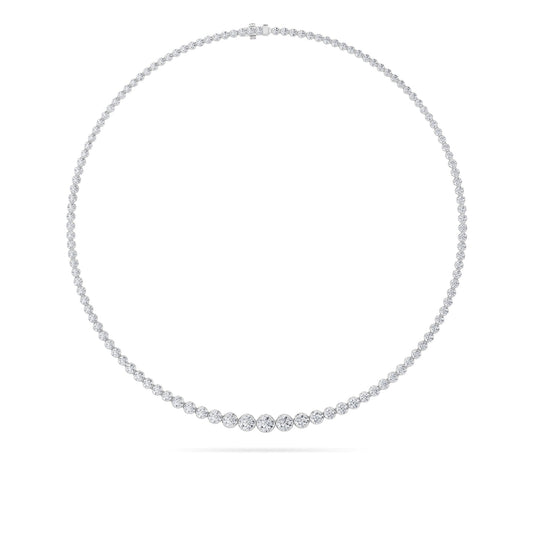 Round (F/VS) Lab Grown Diamond Prong 14K White Gold Graduating Full Riviera Tennis Necklace