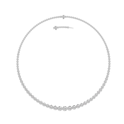 Round (F/VS) Lab Grown Diamond Prong 14K White Gold Graduating Full Riviera Tennis Necklace